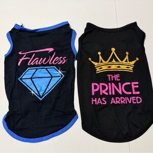 2 pk Black Dog Shirts with Crown and Diamond Designs Various Sizes